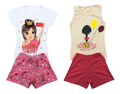 Imagem 6 de 7 de Kit 4 Conjunto Infantil Menina Premium 10/12/14 Anos