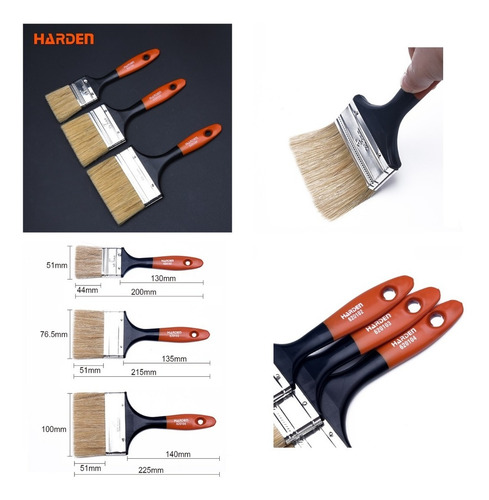 Imagen 1 de 1 de Juego De Brochas Para Pintar 3 Pcs 2'' A 4'' Harden 620109