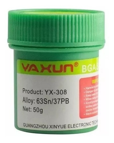 Estaño Pasta Yaxun Yx-308 63sn/37pb 30g Somos Tienda Fisica