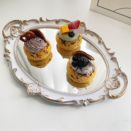 X Bandeja Decorativa Con Espejo, Organizador De 39cmx24cm