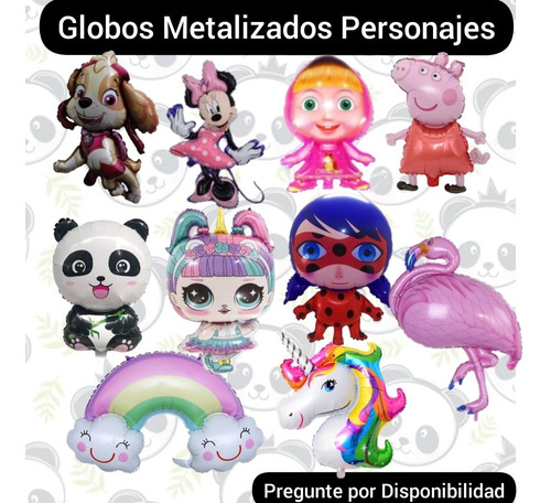 Globos Metalizados Panda Sirena Minnie Peppa Lady Bug Frozen