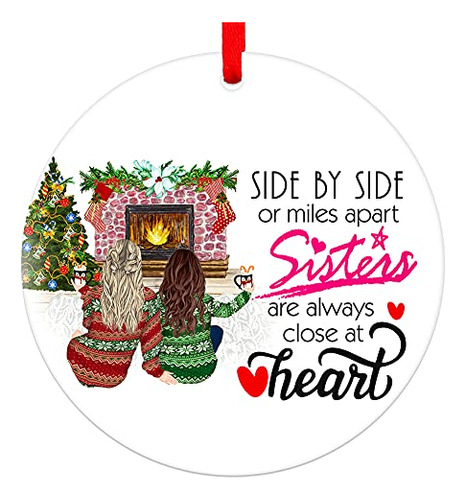 3'' Side By Side Or Miles Apart Sisters Are Always Clos...