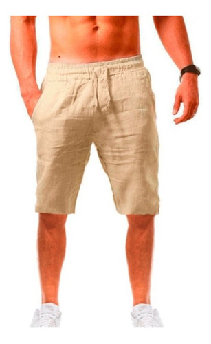 Pantalones Corto Informalesde Lino Transpirables Para Hombre