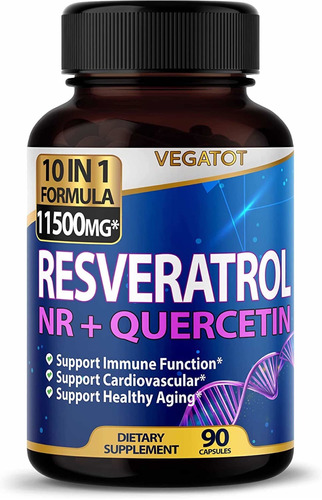 Resveratrol + Nmn + Quercetina X 11500 Mg X 90 Caps Usa