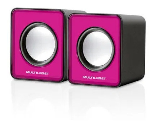 Imagem 2 de 2 de Caixa De Som Mini Multilaser 2.0 3w Rms Rosa - Sp198