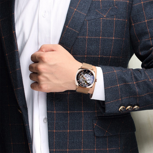 Men Automatic Mechanical Watch 242g Skeleton Dial