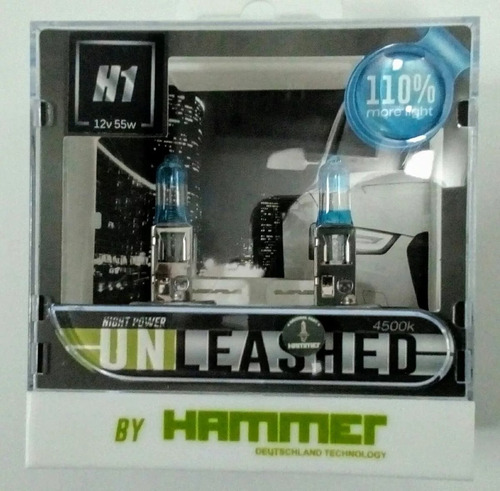 Bombillos H1 Hammer Unleashed 110%+luz 4.500k 12v 60/55w