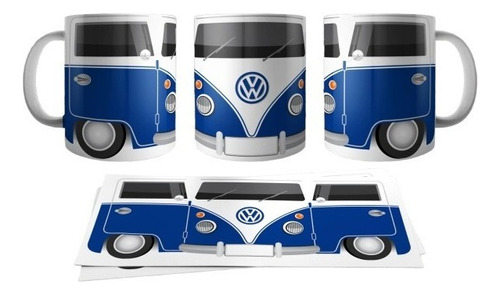 Taza Ceramica Combi Vw Azul Volkswagen Calidad Importada