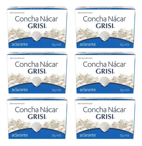  Jabón Concha Nácar Grisi 125g, Aclarante 6 Pack