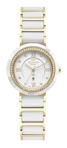 Relógio Technos Feminino Ceramic Saphire Branco E Dourado Cor da correia Branco com Dourado Cor do bisel Branco com Dourado