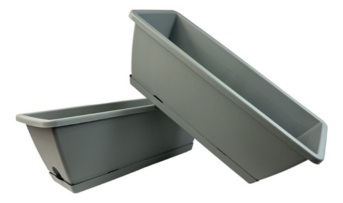 Maceta Rectangular Con Base. Jardinera Ventana 4 Piezas