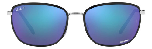 Ray-ban Rb3705 Gafas De Sol Cuadradas, Negro Sobre Gris Azul