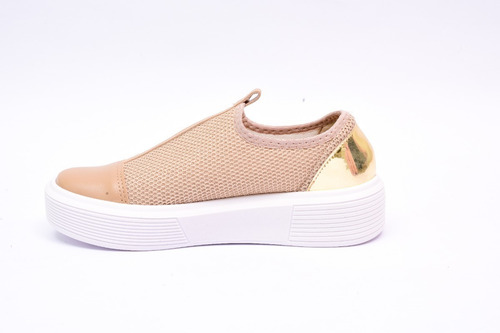 Zapatillas Urbanas Beira Rio Beige Con Dorado Para Mujer