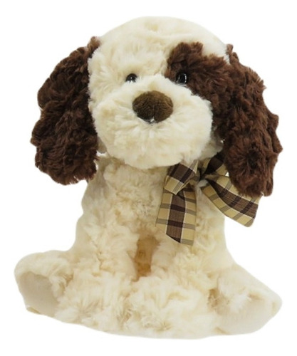 Perro De Peluche Con Moño Beige Super Suave Importado