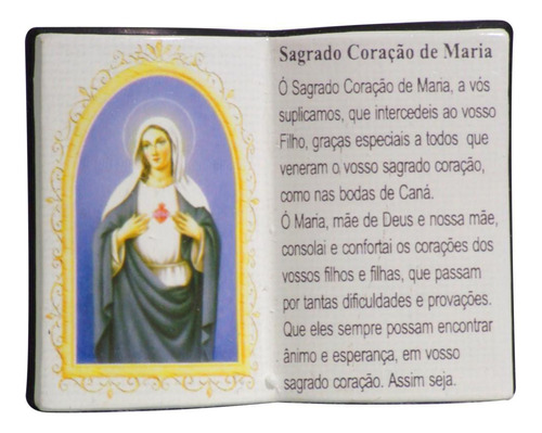 Enfeite Decorativo Livro Em Resina Sagrado Coração Maria