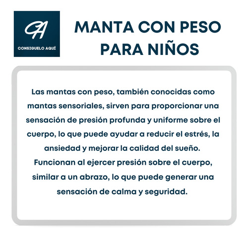 Manta Con Peso Niños Anti Ansiedad 2.3kg 104x152cm 1 Plaza