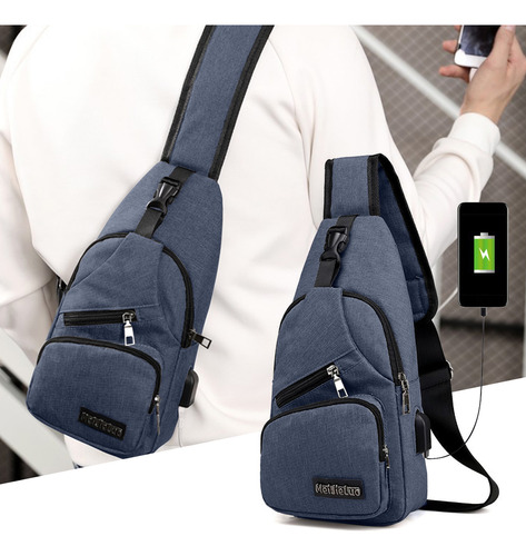 Mochila Bandolera Con Correa Y Orificio Usb Con Auriculares