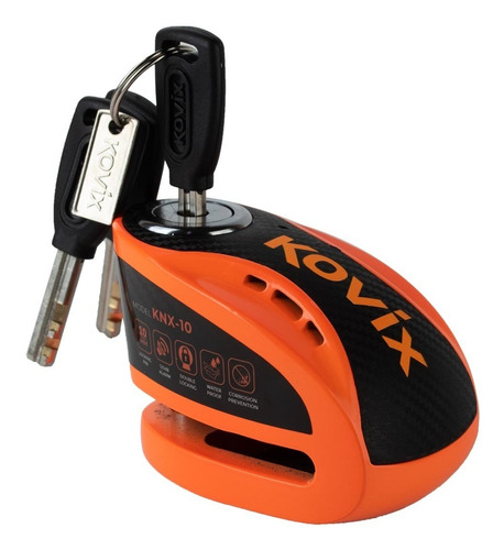 Candado Disco Moto Kovix Knx10 Alarma 120db Doble Lock 10mm Color NARANJO