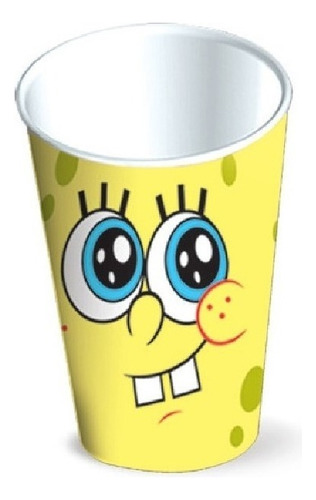 6pz Vaso Desechable Fiesta Bob Esponja 0bob0 Color Amarillo