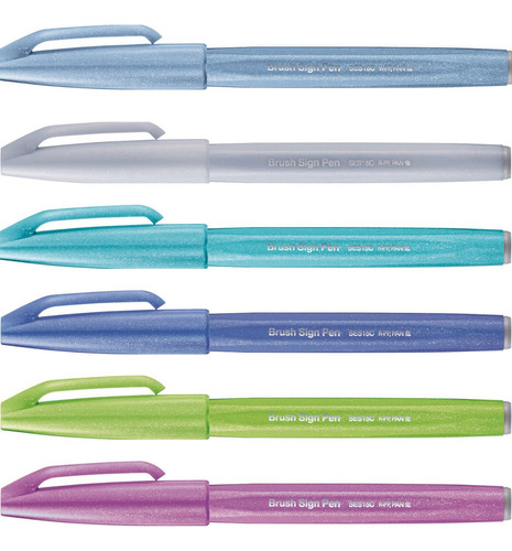 Kit Brush Sign Pen Touch Tons Pasteis Pentel - 6 Cores