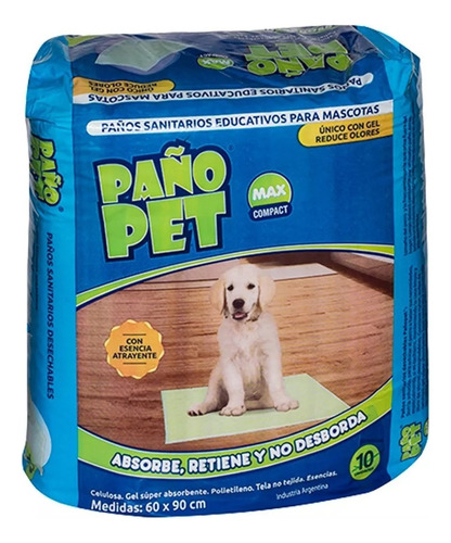 Paño Pet Sanitario Desechable Max 60x90 X 10 Unid Boedo