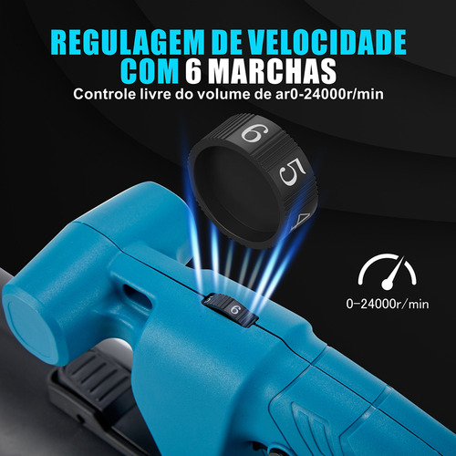 Soprador De Folhas Hanabi 21v 2 Baterias Sem Fio Portátil