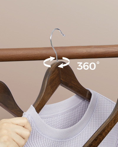 Q 10 Pzs Songmics Percha De Madera Para Ropa 360gira