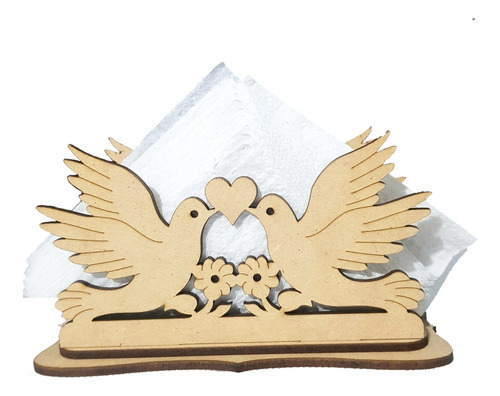 Servilleteros Para Bodas Con Forma De Novios 6pz De Mdf M6 Palomas Con Flores