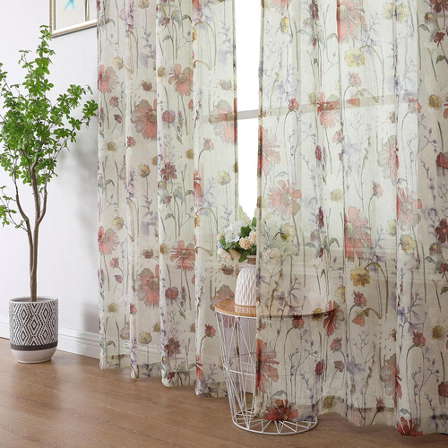 Owenie Crushed Semi Sheer Curtains 72 Pulgadas De Largo 2 P