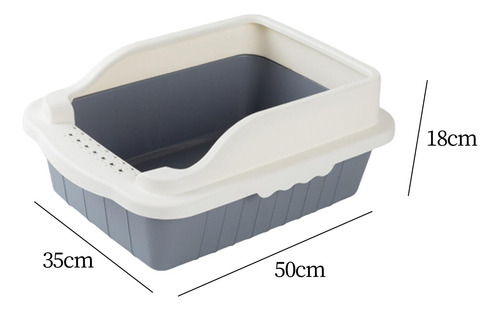 Caja De Arena Para Gatos Abierta, Orinal, Gris L 50x35x18cm