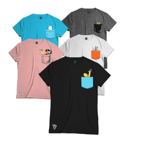 Camiseta T - Shirt Cuello Redondo Dibujos Animado Caricatura