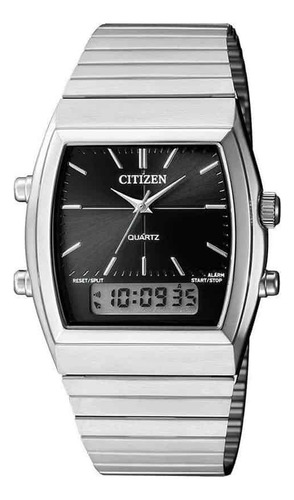 Reloj Citizen Jm054051e Para Hombre Análogo-digital Malla Plateado Bisel Plateado Fondo Negro