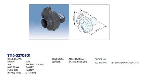 Imagem 4 de 5 de Exaustor Blower Difusor De Ar Caracol 12 Volt 3 Pol Lancha