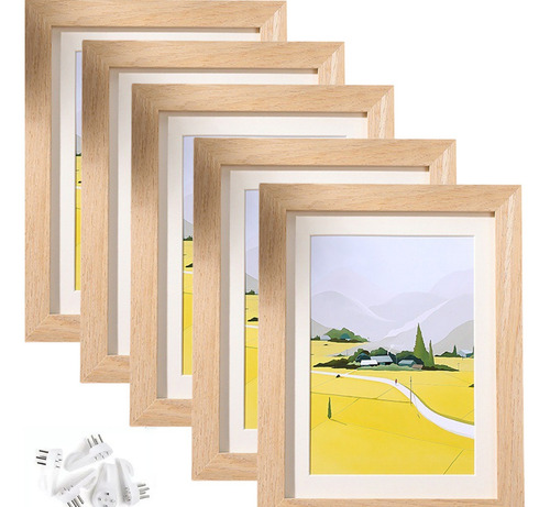 5pcs Fotos Marco, Portaretrato Decoración De Pared O Mesa Color Wooden Color Liso