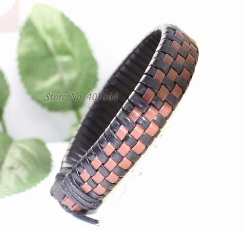 Pulseira Masculina Tribal Couro Legítimo Bracelete Homem