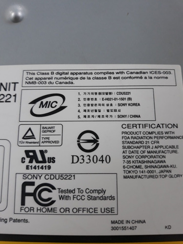 Imagem 3 de 7 de Cd Rom Drive Unit Sony Modelo Cdu5221. Usado, Testado E Func