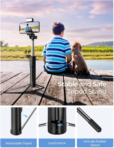 Imagen 5 de 6 de Tripode Selfie Stick Bluetooth Con Luz Gopro Y Celulares 360