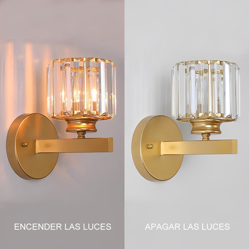 Lámpara De Pared De Interior Cristal Decorativa Moderna Estructura ronda dorada