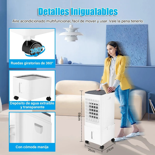 Ventilador De Piso Función De Aire Acondicionado Portátil 30 Cm 50 Blanco