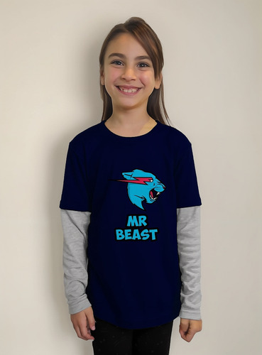 Polera Manga Larga Diseño Mr Beast Dtf Cod 002
