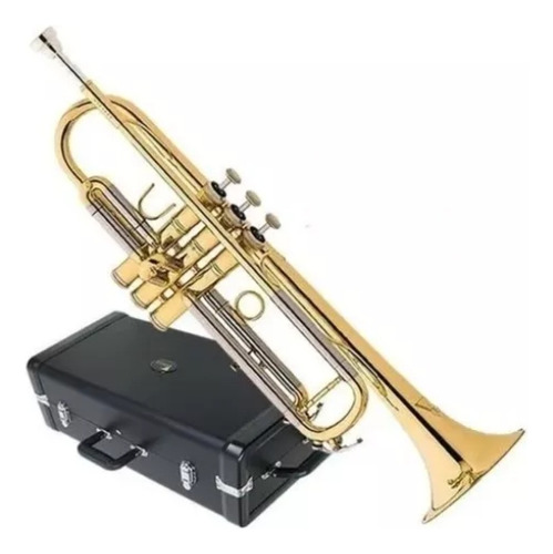 Trompete Eagle Tr 504 Laqueado Em Sib + Case Extra Luxo 