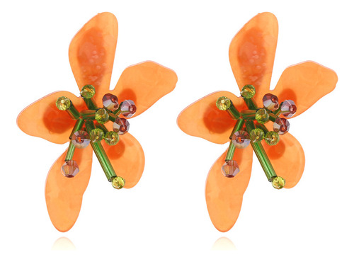 Pendientes De Flores Acrílicas Con Cuentas Hechas A Mano