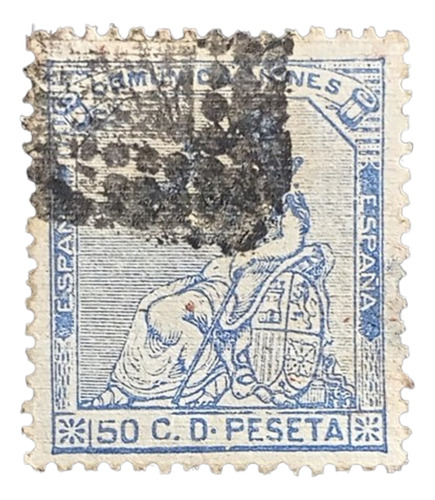España, Sello Ed 137 Alegoría 50c Ultramar 1873 Usado L19774 (Usado)