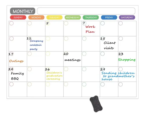 Calendario Magnetico Planeador Mensual Borrable Con Marcador