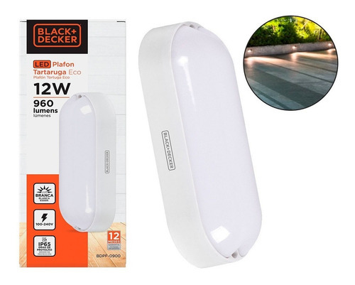 Plafon Arandela Tartaruga Led Eco 12w 6500k Black Decker Cor Branco Cor da luz Branco frio Bivolt