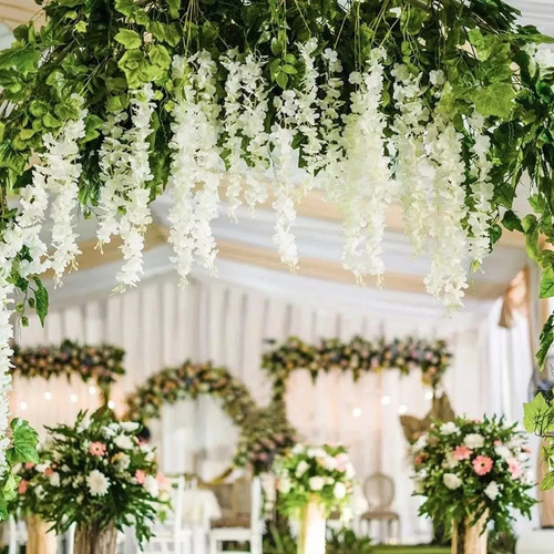 12 Flores Falsas, Flores Artificiales De Glicina Para Decora