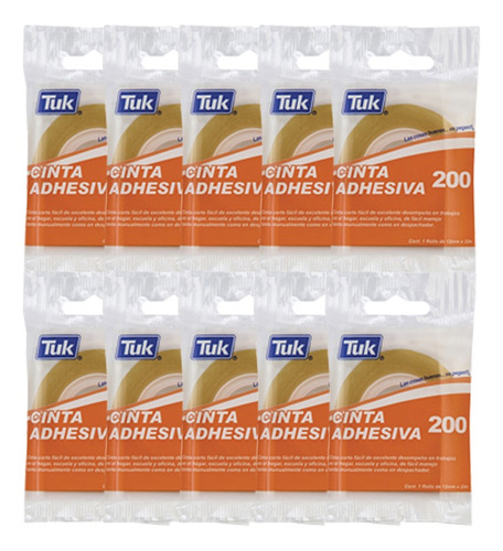 Cinta Adhesiva Tuk 200 Transparente 12 Mm X 33 M (10 Piezas)