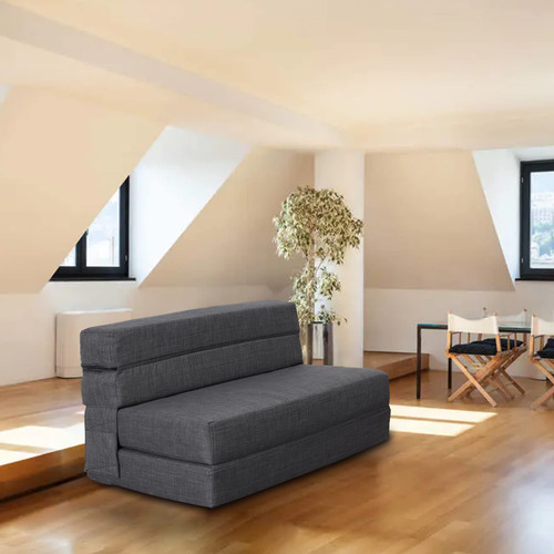 Sofá Cama Plegable Viscoelástico Tipo Futón Gris Oscuro