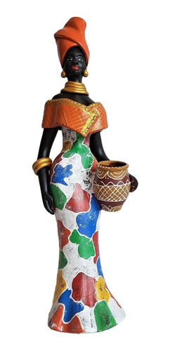 Imagem 1 de 8 de Boneca Africana Turbante E Xale Laranjas Artesanato Caruaru