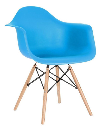 Cadeira Charles Eames Wood Daw Com Braços  Design Av Cor Da Estrutura Da Cadeira Azul-céu